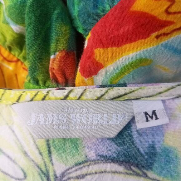 VTG JAMS WORLD Hattie Dress Hawaiian JUNGLE SPLASH Floral Print Short Sleeve M - Picture 7 of 8